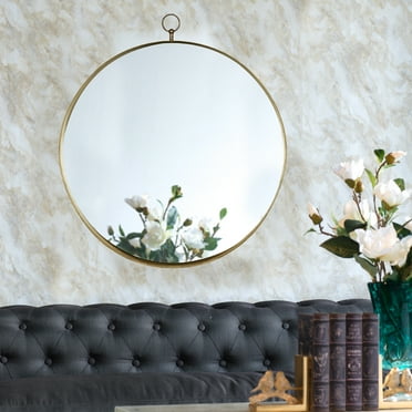 DUOSONG 30"X34" Gold Round Mirror, Circle Mirror With Iron Frame For Living Room Bedroom Vanity Entryway Hallway Gold Glass Household Supplies & Décor Mirrors Bathroom Mirrors