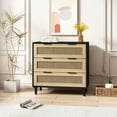 thumbnail image 1 of DUOSONG 31.50"3-Drawers Rattan Storage Cabinet Rattan Drawer,For Bedroom,Living Room,Dining Room,Hallways,Black Black MDF Furniture Primary Living Space Cabinets, 1 of 10