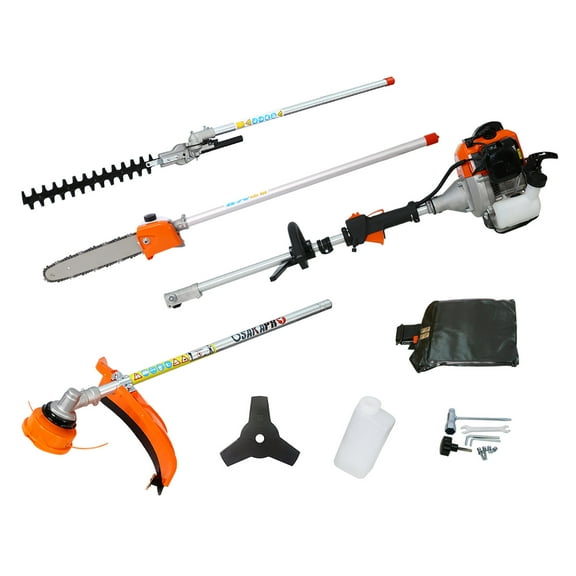 DUOSONG 4 In 1 Multi-Functional Trimming Tool, 56Cc 2-Cycle Garden Tool System With Gas Pole Saw, Hedge Trimmer, Grass Trimmer, And Brush Cutter Epa Compliant Orange Plastic Other