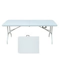 thumbnail image 1 of DUOSONG 6Ft Folding Table, Portable Plastic Table For Camping, Picnics, Parties, High Load Bearing Foldable Table White White Iron Furniture Dining Furniture Dining Tables, 1 of 8