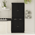 thumbnail image 1 of DUOSONG 71" Kitchen Pantry Storage Cabinet , With 4 Doors, Drawer, 2 Adjustable Shelves, Freestanding Cupboard For Dining Room Living Room, Laundry-Black Black MDF Dining Servers, Sideboards & Buffets, 1 of 9
