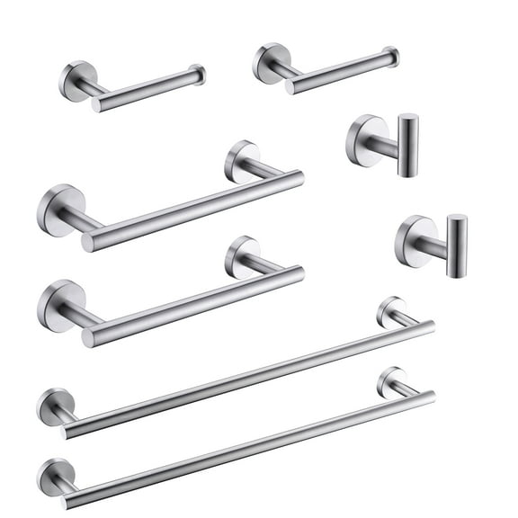 DUOSONG 8-Pieces Brushed Nickel Bathroom Accessories Set, Stainless Steel Bathroom Hardware Set, Bath Towel Bar Set, Towel Racks For Bathroom Wall Mounted. Brushed Nickel Stainless Steel Bath &