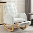 thumbnail image 1 of DUOSONG Accent Rocking Chair With Footrest High Back Rubber Wood Rocking Legs Bedroom Living Space 26.77D X 38.36W X 39.76H Inch White Foam+Spring Furniture Primary Living Space Rocking Chairs, 1 of 12