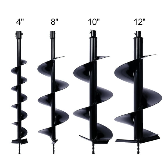 DUOSONG Auger Drill Bit For Planting Hole, Bulb Bedding Digging Post Hole Planting Tool For 3/4" Shaft Auger,Hole Digger Replacement Auger Bits Earth Auger Digging Bit 4In+8In+10In+12In Black Steel