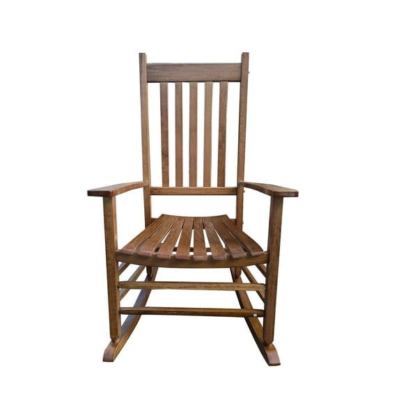 DUOSONG Balcony Porch Adult Rocking Chair Brown Brown Solid Wood Furniture Primary Living Space Rocking Chairs