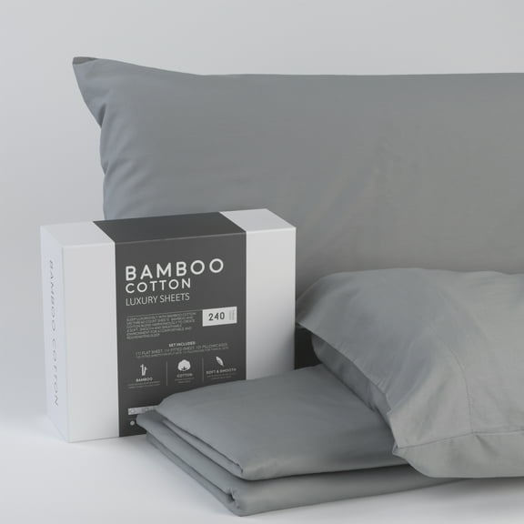Bed Sheets Bamboo Cotton Sheets Soft and Smooth with Viscose from Bamboo Grey King Split,Pillowcases
