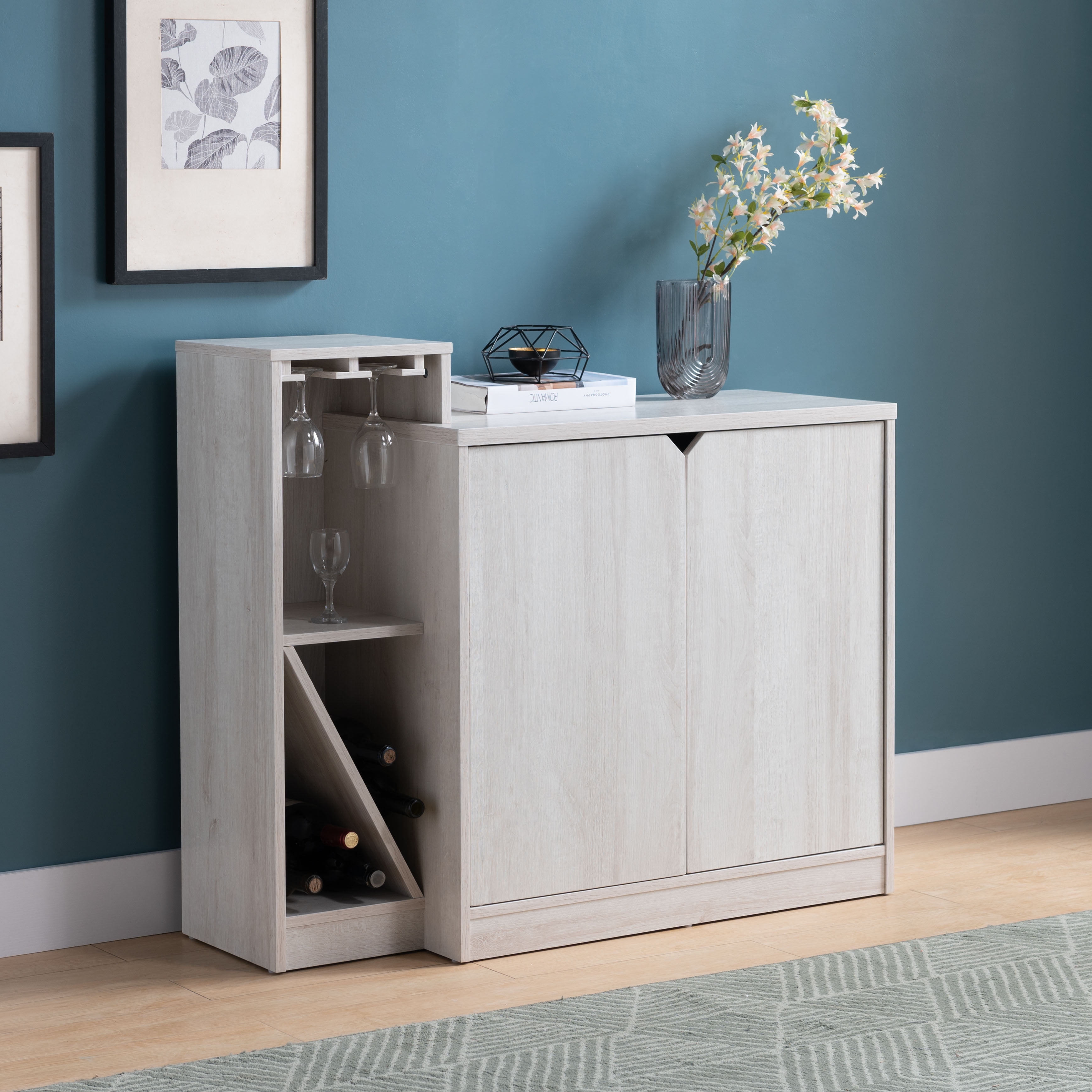 DUOSONG Bar Cabinet, Wine Bottle Storage Display Kitchen Cabinet, Holds ...