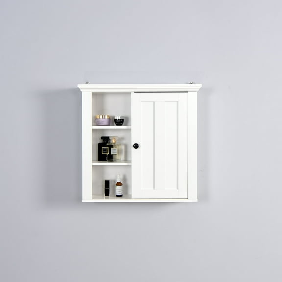 DUOSONG Bathroom Wooden Wall Cabinet With A Door 20.86X5.71X20 Inch White MDF Furniture Primary Living Space Cabinets