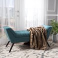 thumbnail image 1 of 52" Teal Fabric Bench - Upholstered Wide Seat Bench with Padded Cushion for Bedroom & Living Room Five, 1 of 11