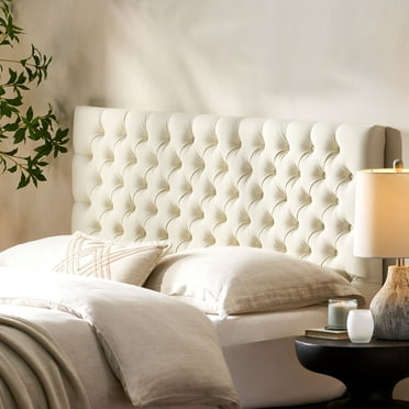 DUOSONG Bierman Ivory Fabric Bed Headboard, Off-White