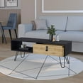 thumbnail image 1 of DUOSONG Black And Macadamia Hairpin Legs Coffee Table Black+Natural Wood Furniture Primary Living Space Tables, 1 of 7