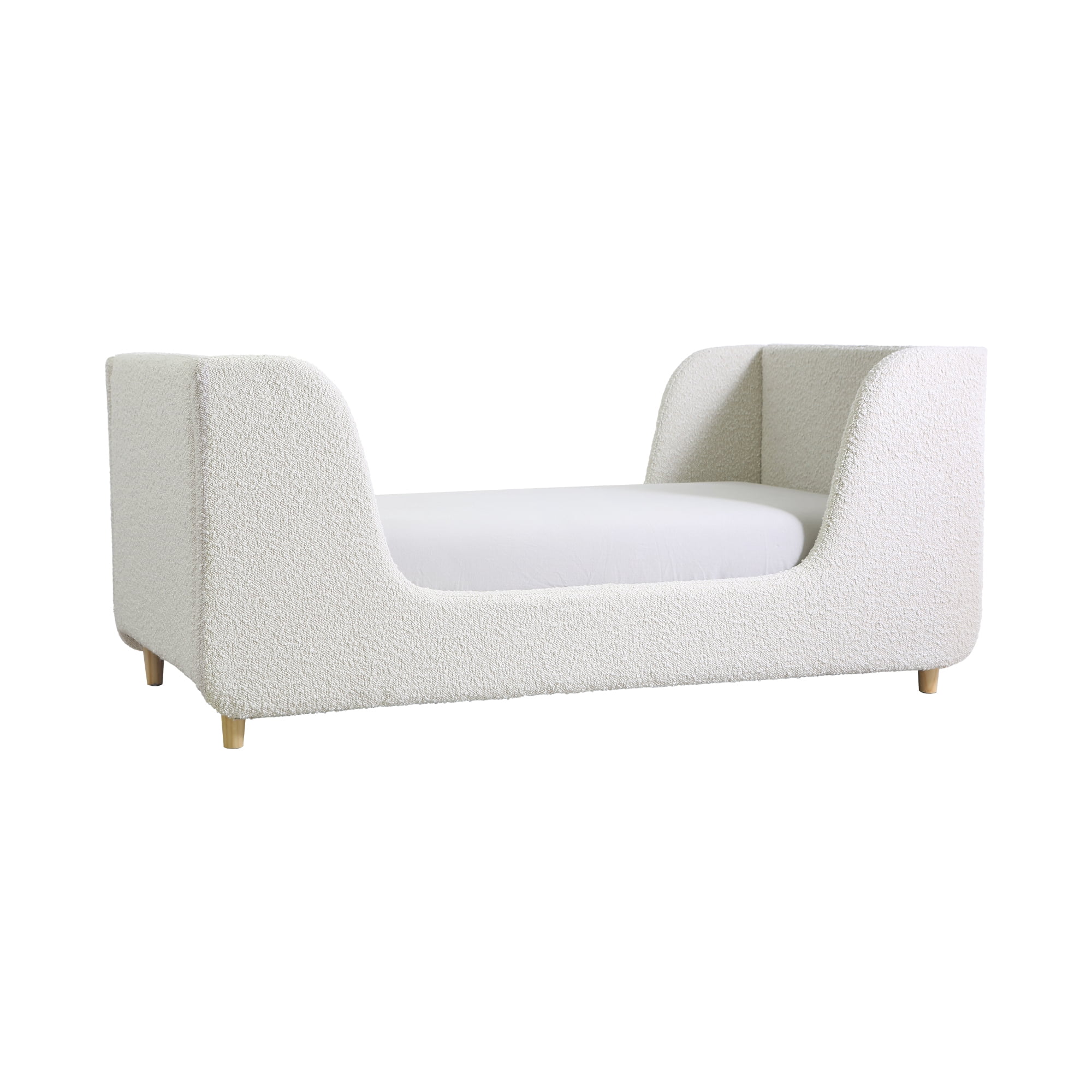 DUOSONG Bodhi Upholstered Boucle Toddler Bed White Polyester Furniture ...