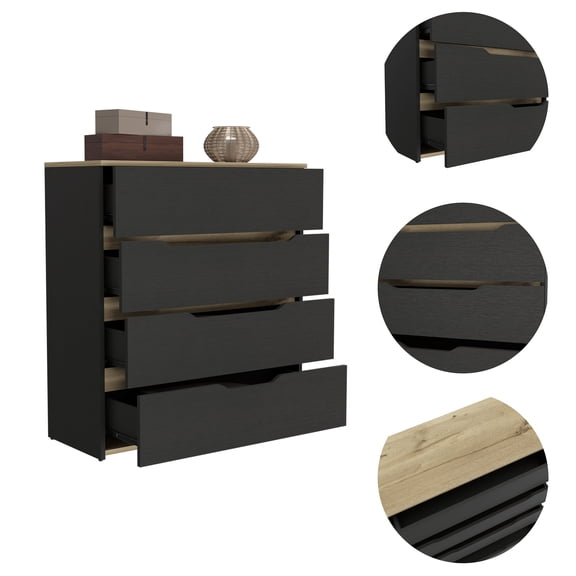 DUOSONG California Drawer Dresser, Four Spacious Drawers, Superior Top Multicolor Engineered Wood Furniture Bedroom Furniture Dressers, Chests & Wardrobes