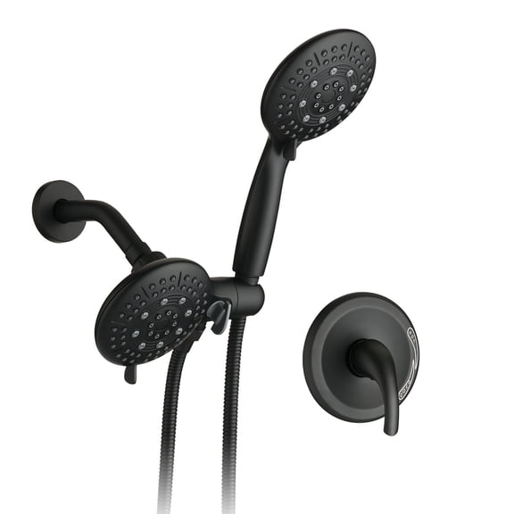 DUOSONG Classic High Pressure Single Handle 6-Spray Patterns Rain Shower Head With Handheld Shower (Valve Included) Matte Black brass Bath & Faucets Freestanding Tub Faucets