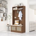 thumbnail image 1 of 70.9" Walnut Storage Cabinet - Entryway Closet with Hooks & Anti-Tip Design for Bedroom & Living Room, 1 of 1
