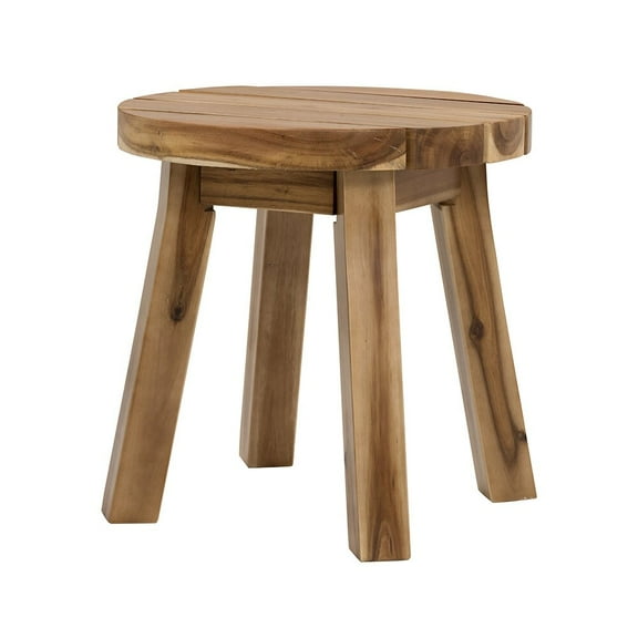 DUOSONG D16X16" Round Side Table, Solid Wood Natural Wood+Brown Solid Wood Furniture Primary Living Space Tables