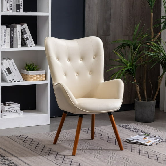 DUOSONG Doarnin Contemporary Silky Velvet Tufted Button Back Accent Chair, White White Polyester Furniture Primary Living Space Chairs & Accent Seating