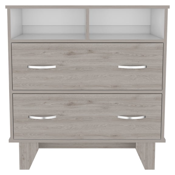 DUOSONG Double Drawer Dresser Arabi, Bedroom, Light Gray / White Light Gray Particle Board Furniture Bedroom Furniture Dressers, Chests & Wardrobes