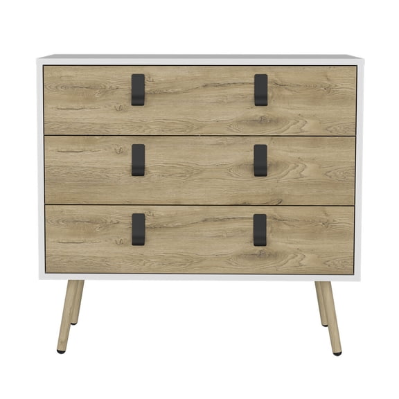 DUOSONG Dresser Magness, Bedroom, White / Macadamia Multicolor Engineered Wood Furniture Bedroom Furniture Dressers, Chests & Wardrobes