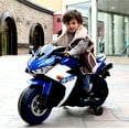thumbnail image 1 of Tamco 12 V Kids Toys Electric Motorcycle with Training Wheels, Blue, 1 of 5