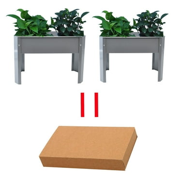 Outdoor Planters Elevated garden bed, metal elevated outdoor flowerpot box, suitable for backyard and terrace, large flowerpot, suitable for vegetable and flower Grey*2,Garden Planters