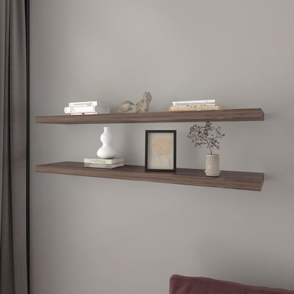 DUOSONG Floating Shelf Lyle, Living Room, Dark Walnut Furniture Primary Living Space Display, Shelving & Etageres