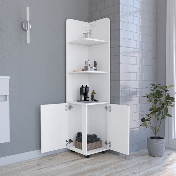 DUOSONG Freestanding Cabinet Kairatu, One Drawer, White Finish White Particle Board Bath & Faucets Bathroom Storage