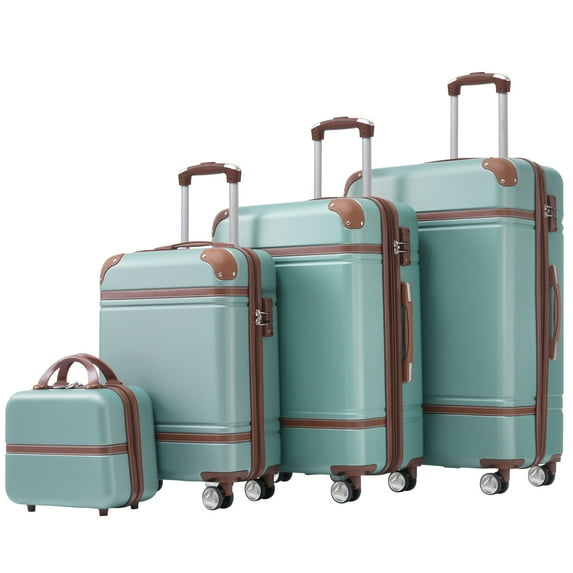 Travel Hard Case Hardshell Luggage Sets 4 Pieces 20"+24"+28" Luggages and Cosmetic Case Spinner Suitcase with TSA Lock Lightweight,Hard-sided Luggage