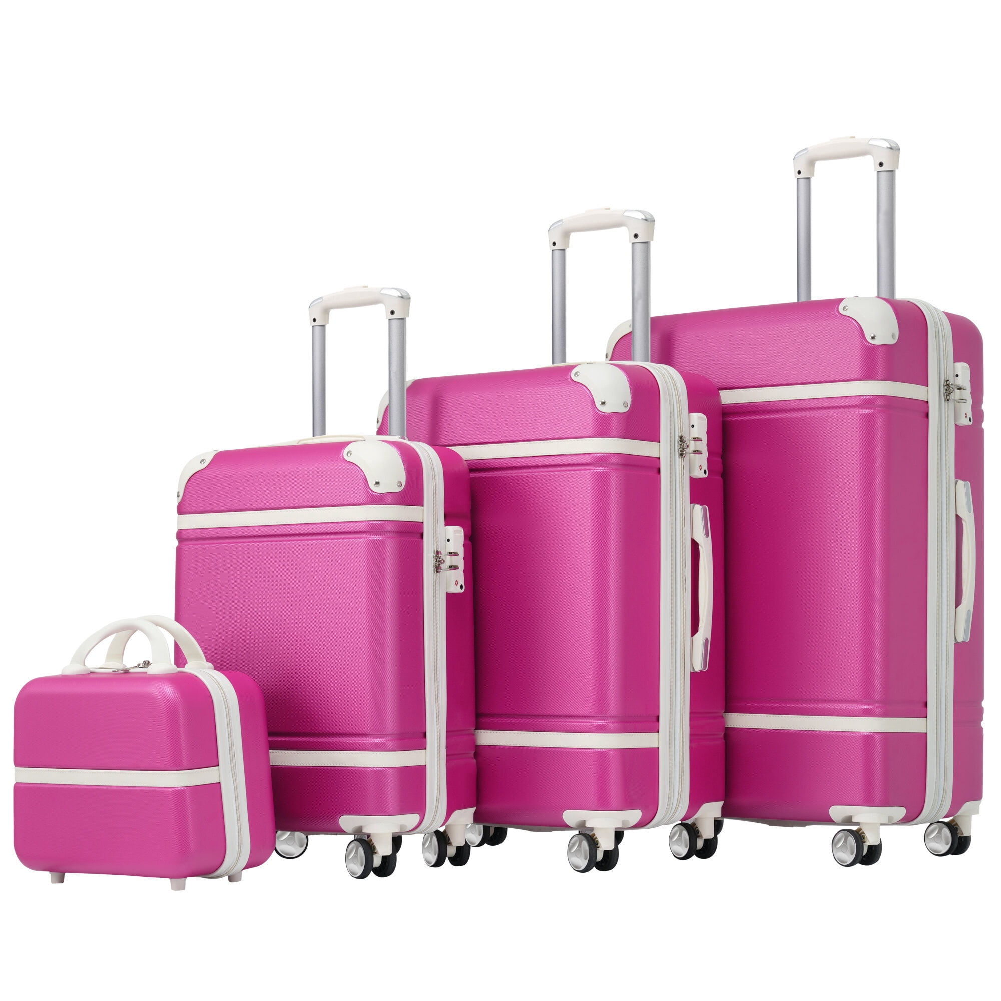 Travel Hard Case Hardshell Luggage Sets 4 Pieces 20"+24"+28" Luggages and Cosmetic Case Spinner Suitcase with TSA Lock Lightweight,Hard-sided Luggage
