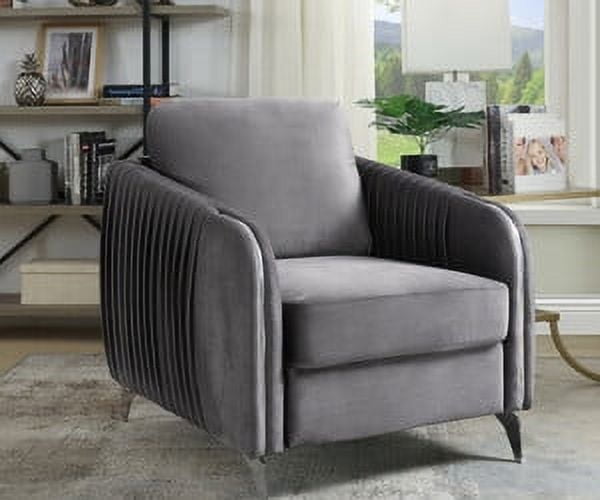 DUOSONG Hathaway 32" Gray Velvet Modern Chic Accent Armchair Gray ...
