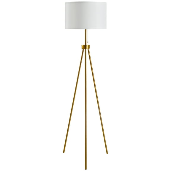 DUOSONG Homcom 59.75" Standing Floor Lamp Fabric Lampshade Steel Tripod, Gold Gold Steel Lighting Lighting & Lamps