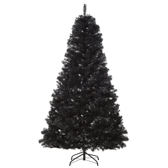 Artificial Christmas Trees HOMCOM 7ft Artificial Christmas Tree Unlit Douglas Fir with Realistic Branches and 1346 Tips, Black Halloween Style,Real Christmas Trees