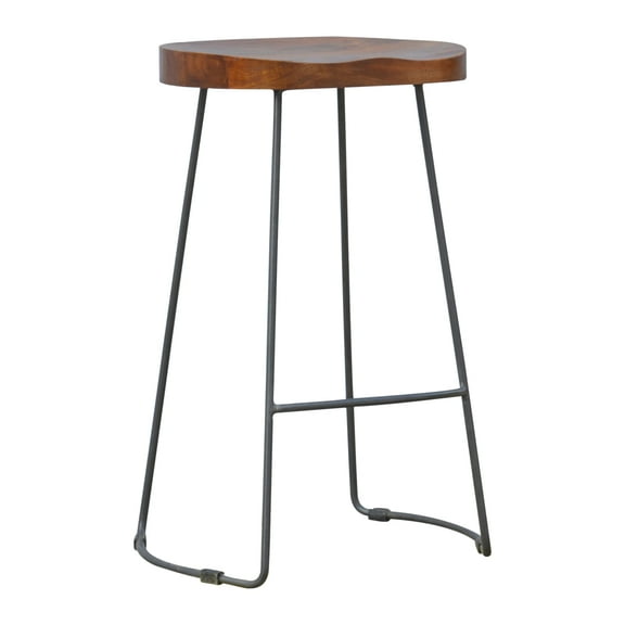 DUOSONG Industrial Chunky Bar Stool Chestnut Wood+Metal Furniture Bedroom Furniture Benches & Stools