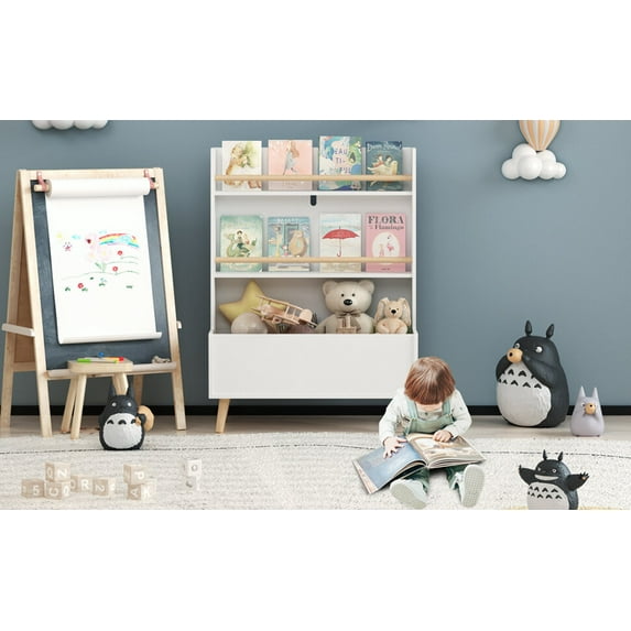 DUOSONG Kids Bookshelf, Book And Magazine Rack, Book Organizer, Toy Storage Cabinet Organizer, White White MDF Furniture Youth, Kids & Baby Furniture