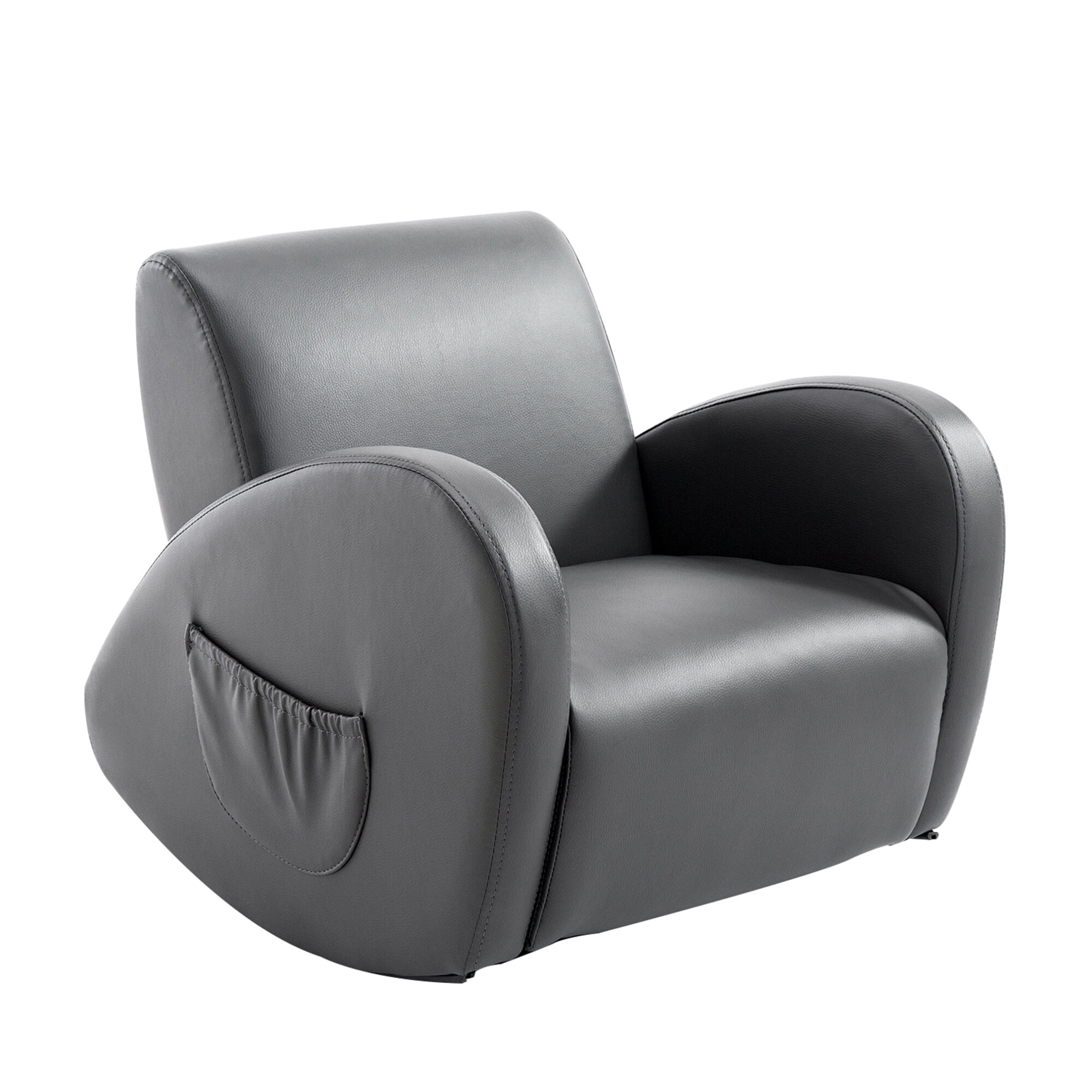 DUOSONG Kids Sofa Rocking Chair With Side Pocket, Pu Leather Toddler Armchair For Children Grey Pink PU Furniture Youth, Kids & Baby Furniture
