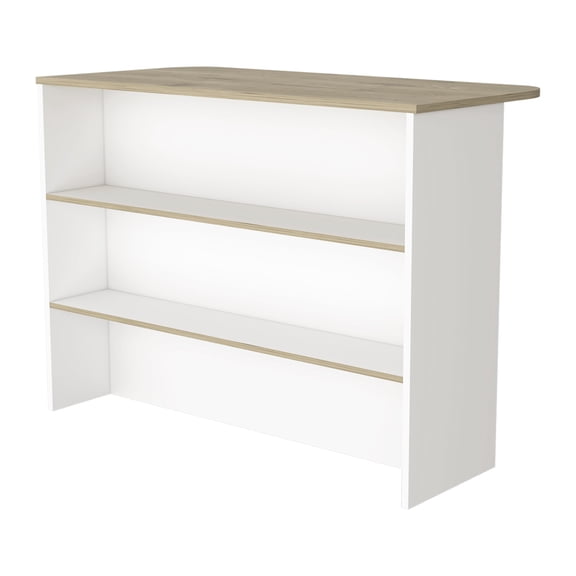 DUOSONG Kitchen Bar Dayton, Kitchen, White / Light Pine Light Oak Particle Board Furniture Dining Furniture Kitchen Islands & Carts