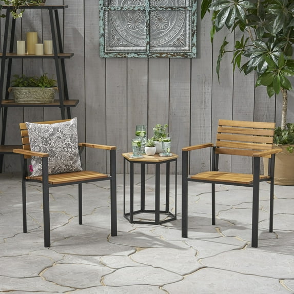 DUOSONG Laris Wood And Metal Chair Garden & Outdoor Outdoor & Patio Furniture Patio Seating
