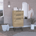 thumbnail image 1 of DUOSONG Light Dresser 35"H, 17"W, Superior Top,Three Drawers, Hairpin Legs, Light Oak Beige Particle Board Furniture Bedroom Furniture Dressers, Chests & Wardrobes, 1 of 7
