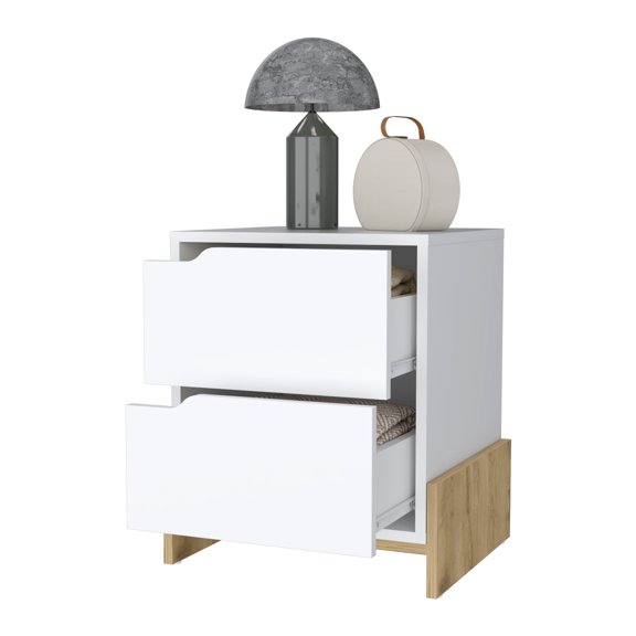 DUOSONG Lovell Nightstand With Sturdy Base And 2-Drawers Multicolor Engineered Wood Furniture Dining Furniture Kitchen Islands & Carts