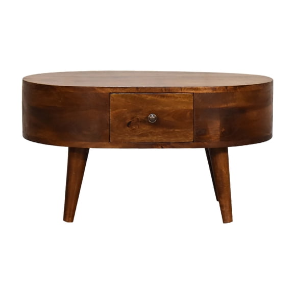DUOSONG Mini Chestnut Rounded Coffee Table Chestnut Solid Wood Furniture Primary Living Space Tables