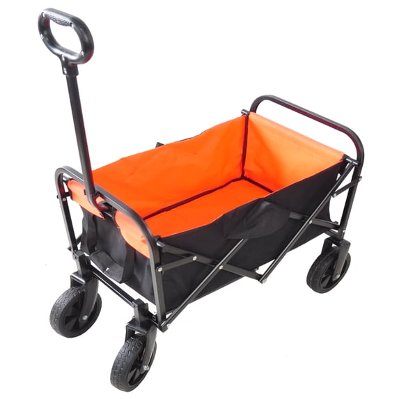 DUOSONG Mini Folding Wagon Garden Shopping Beach Cart (Black+Yellow) Black Steel Garden & Outdoor Garden Supplies Garden Carts