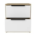thumbnail image 1 of DUOSONG Nightstand Cervants, Two Drawers, Metal Handle, White / Pine Finish Multicolor Particle Board Furniture Bedroom Furniture Nightstands, 1 of 1