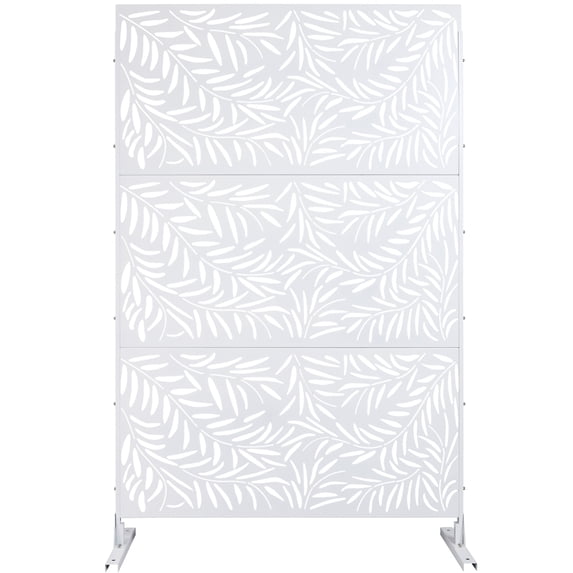DUOSONG Outdoor & Indoor Privacy Screen Metal Privacy Screen 76" H×48" W, Freestanding Decorative Privacy Screen For Deck Balcony Patio, Privacy Fence Panels For Outside Lawn Garden Ps119 White White