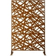 thumbnail image 1 of DUOSONG Outdoor & Indoor Privacy Screen Metal Privacy Screen 76" H×48" W, Freestanding Decorative Privacy Screen For Deck Balcony Patio, Privacy Fence Panels For Outside Lawn Garden Ps117 Brown Brown, 1 of 11