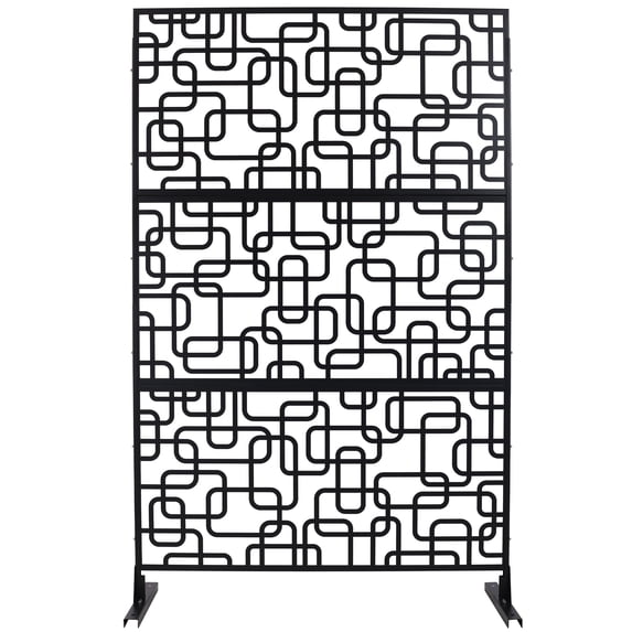 DUOSONG Outdoor & Indoor Privacy Screen Metal Privacy Screen 76" H×48" W, Freestanding Decorative Privacy Screen For Deck Balcony Patio, Privacy Fence Panels For Outside Lawn Garden Ps114 Black,
