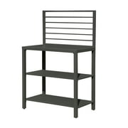 DUOSONG Outdoor Kitchen Island With Storage, Aluminum Kitchen Storage Island Kitchen Food Prep Table With Double Storage Rack, Freestanding Bar Center With Protective Cover Indoor Outdoor Grey