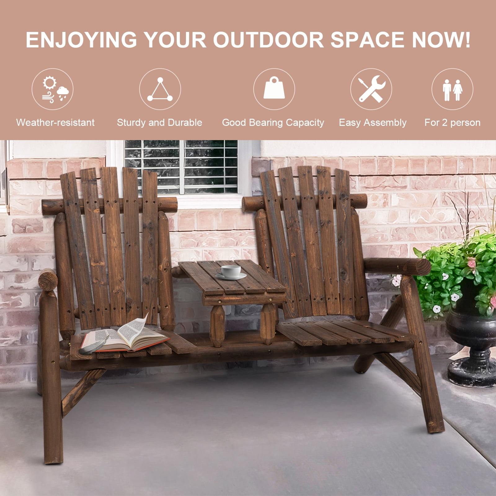 Outdoor Furniture Wooden Duo Love Seat Birchtree Outdoor Garden