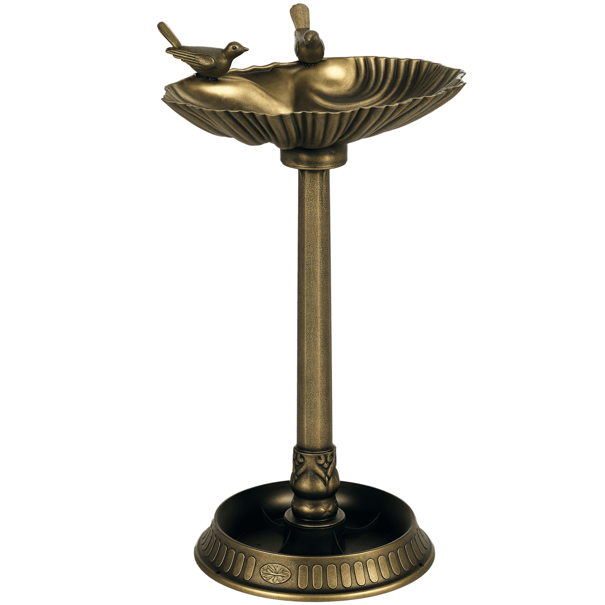 DUOSONG Outsunny 32" Antique Bird Bath With Pedestal Flower Planter Base, Vintage Style Decorative Birdbath, Bird Feeder Bowl & Planter Decoration Yard Statue, Bronze Bronze Polypropylene Other