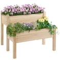 thumbnail image 1 of 34" X 34" 2-Tier Wooden Raised Garden Bed, Elevated Planter Box for Vegetables, Herbs & Flowers - Natural Fir Wood with Drainage Holes Five, 1 of 9