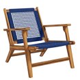 thumbnail image 1 of DUOSONG Outsunny Patio Acacia Wood Adirondack Chair, Modern Wood Fire Pit Chair With Pp Rope Weave, Coconino Lounge Chair With High Backrest Support, Dark Blue Blue Wood Garden & Outdoor Outdoor &, 1 of 10
